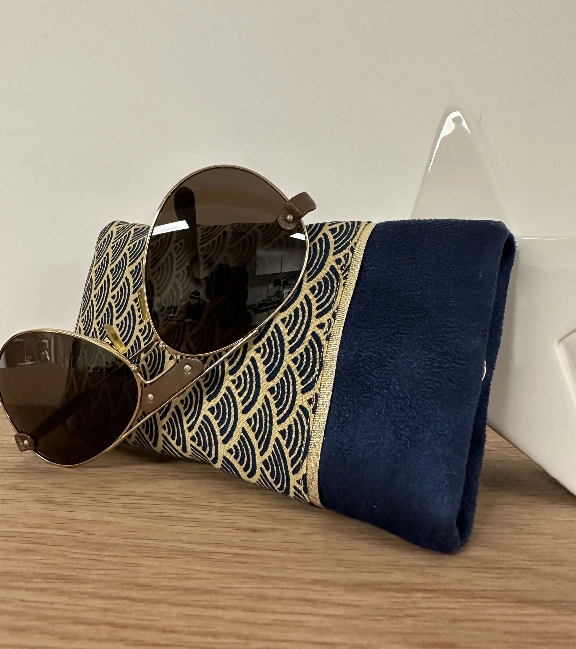 MultiValue Etui Lunettes 2 Pièces Cuir Pochette Avec Motifs Floraux Et Tissu De Nettoyage
