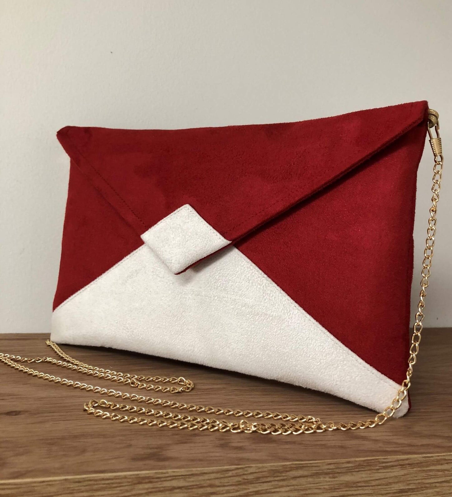 Red and ivory Isa clutch bag without sequins