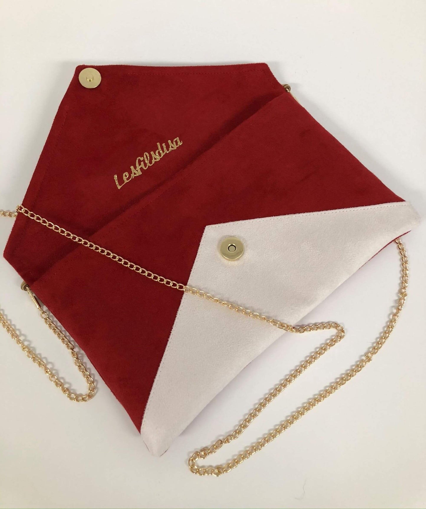 Red and ivory Isa clutch bag without sequins