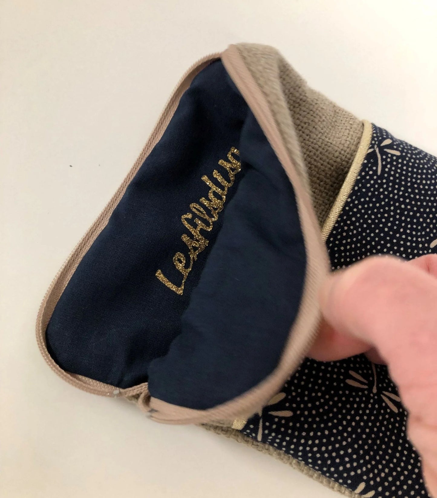L'intérieur de La pochette pour liseuse numérique en lin et tissu japonais Komon Libellules