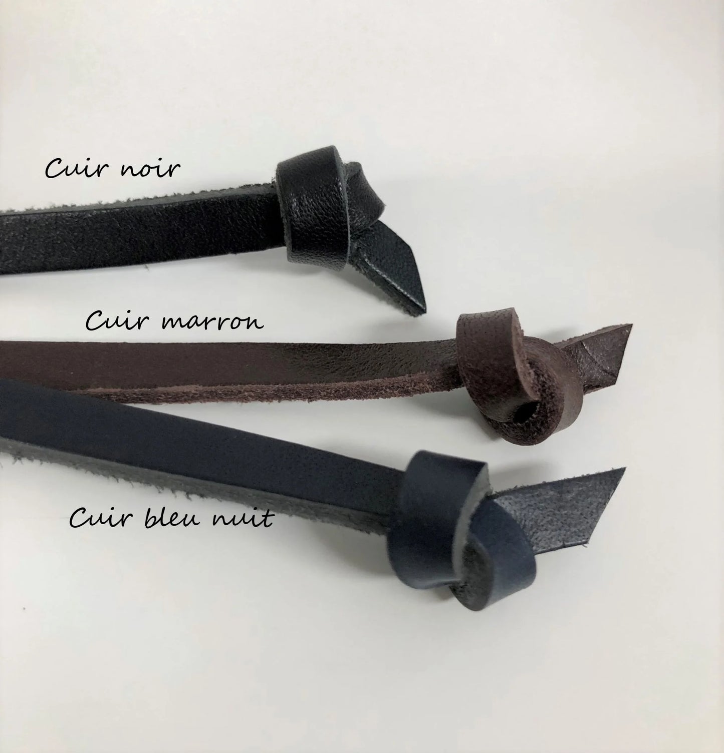 Les 3 couleurs de cuir proposées