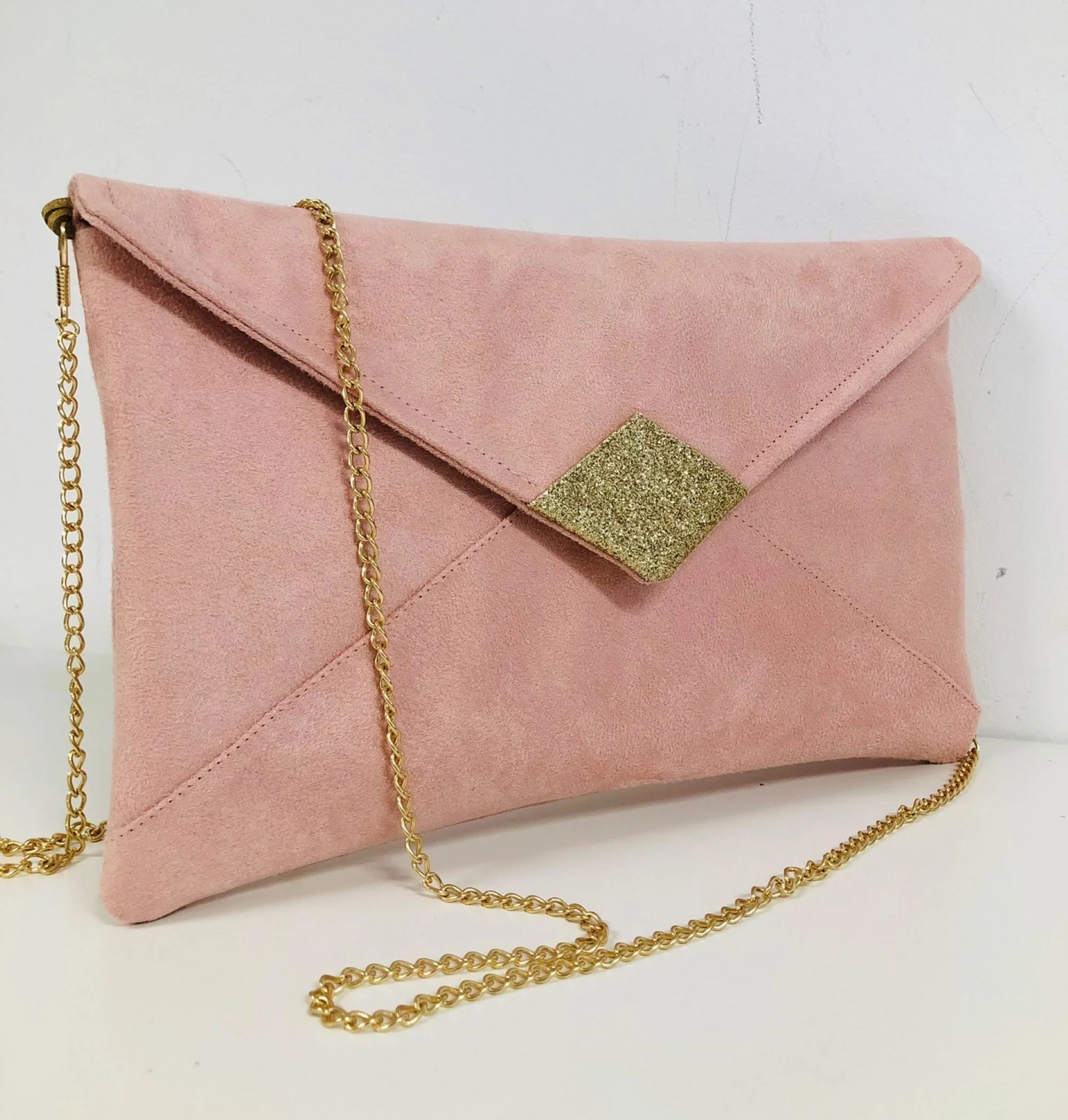 Sac Pochette Isa Rose Poudré à Paillettes⎪Lesfilsdisa