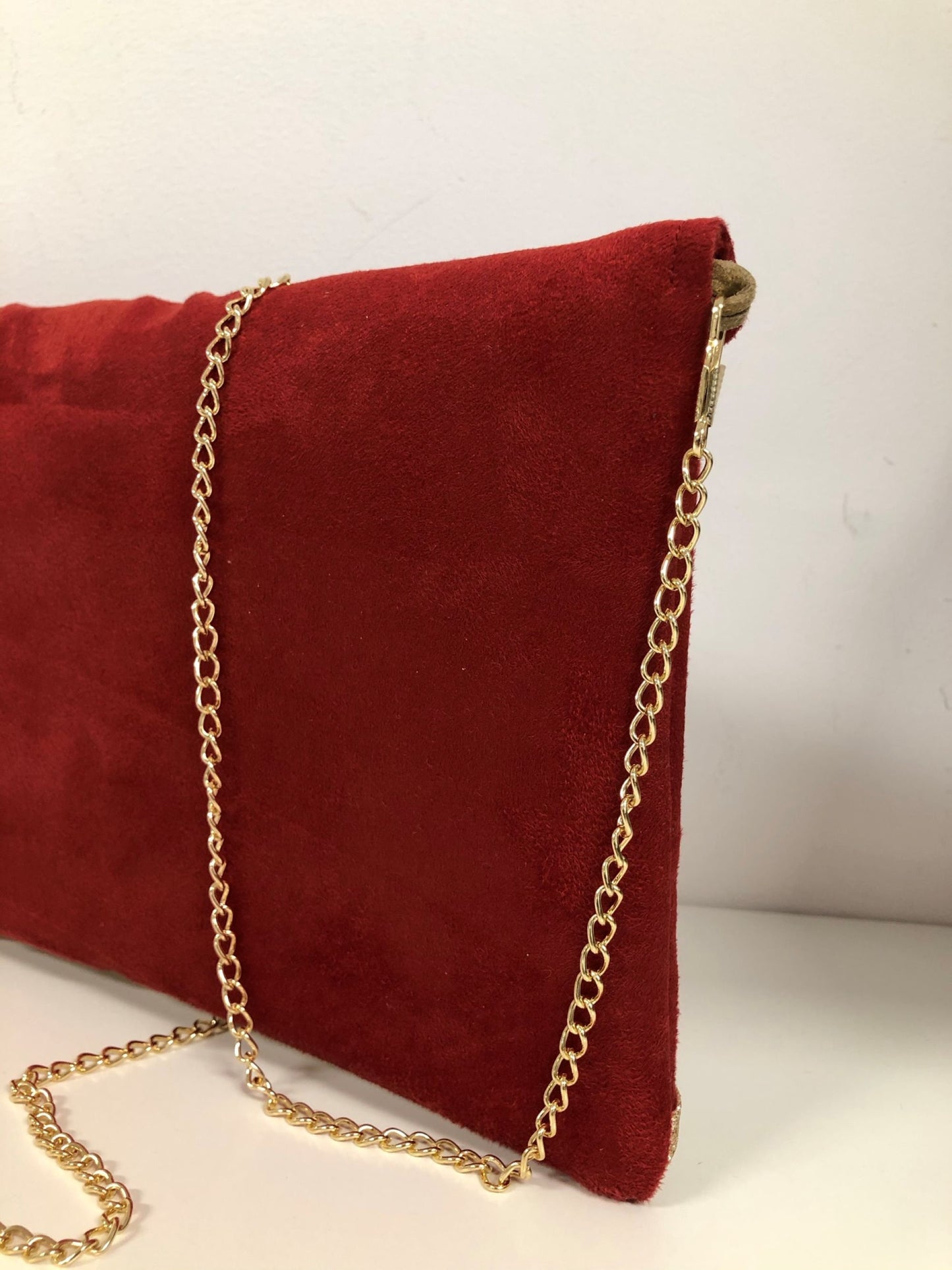 Sac pochette Isa rouge à paillettes dorées
