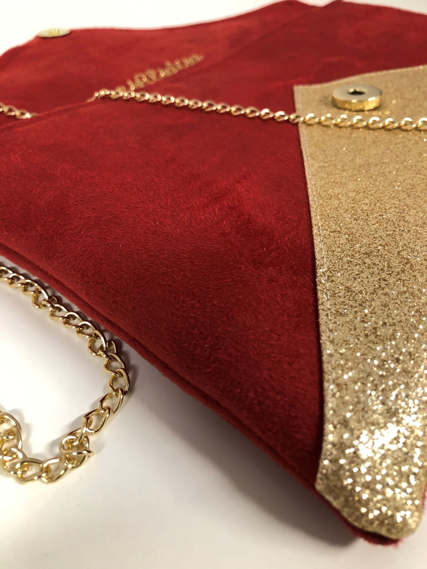 Sac pochette Isa rouge à paillettes dorées
