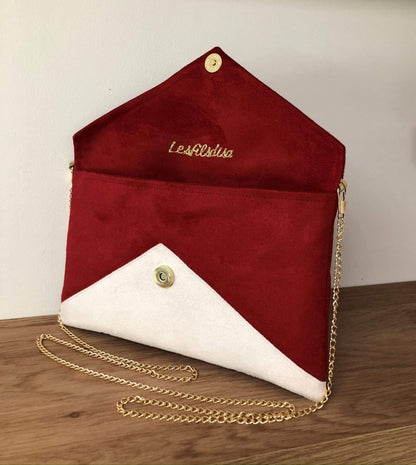 Red and ivory Isa clutch bag without sequins