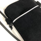 Pochette téléphone bandoulière en velours côtelé noir et cuir