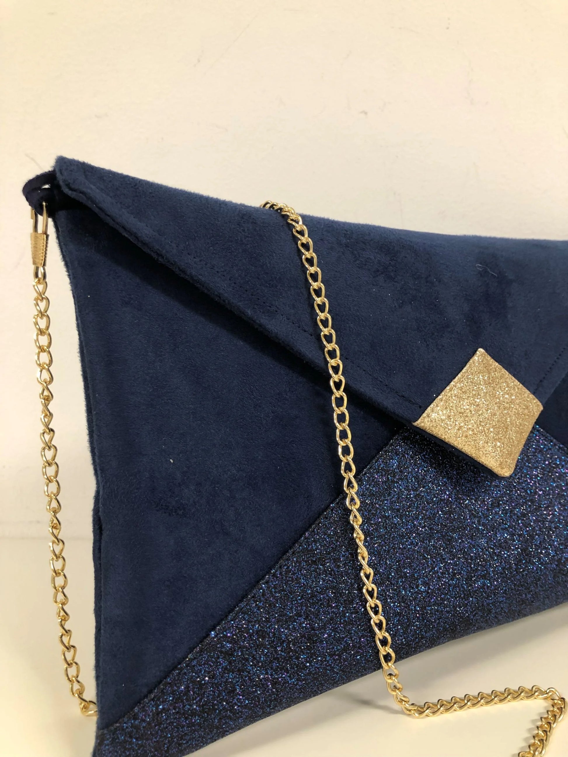 Navy blue and silver clutch bag hot sale
