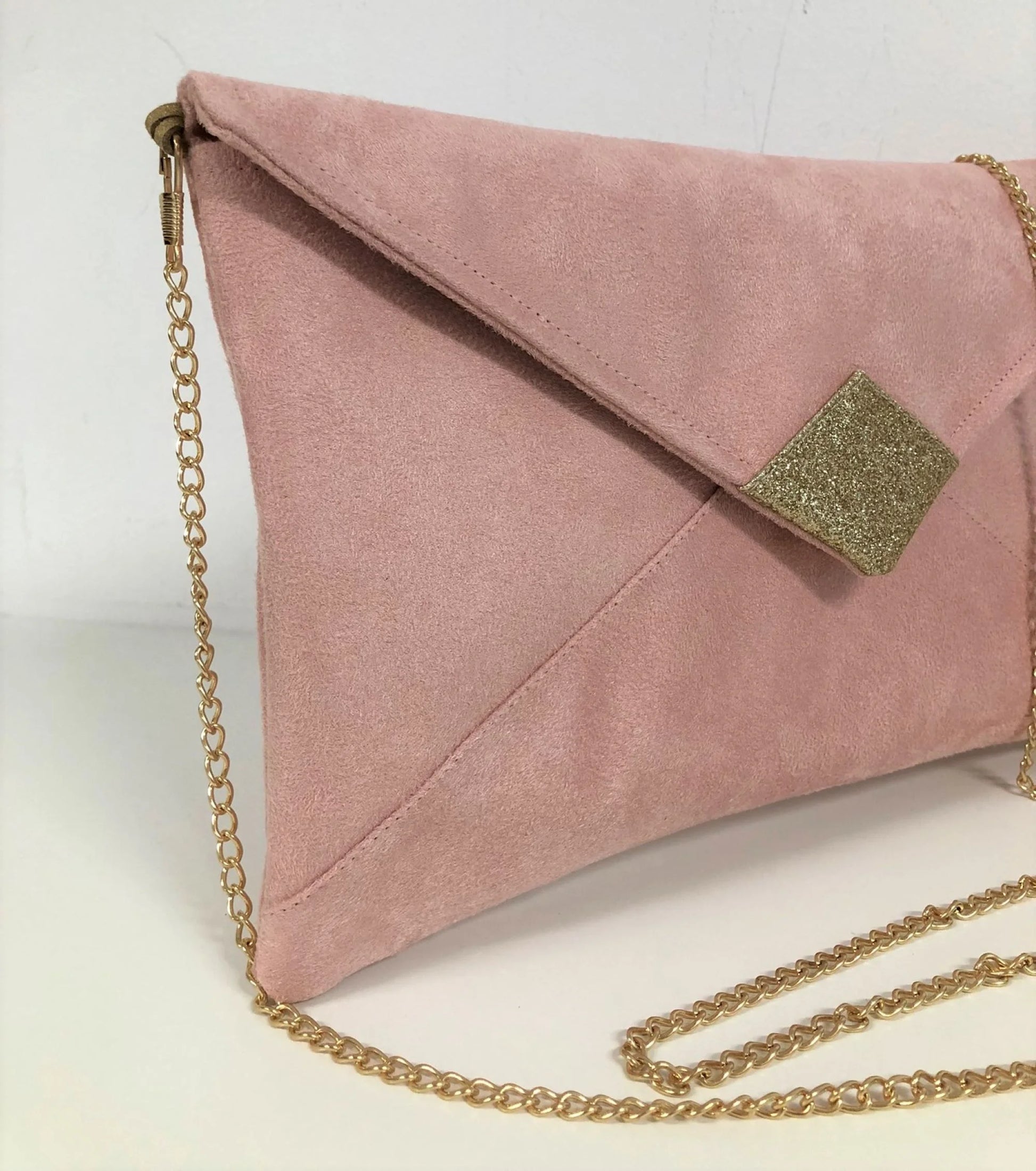 Rose pink top clutch bag