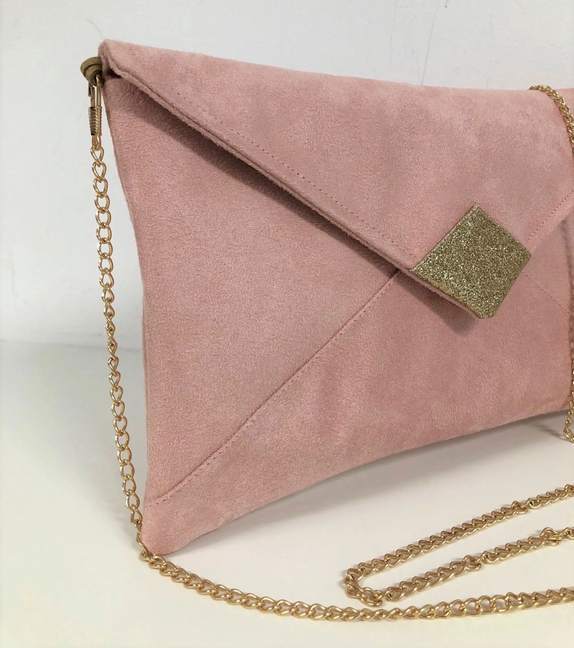 Sac Pochette Isa Rose Poudré à Paillettes⎪Lesfilsdisa