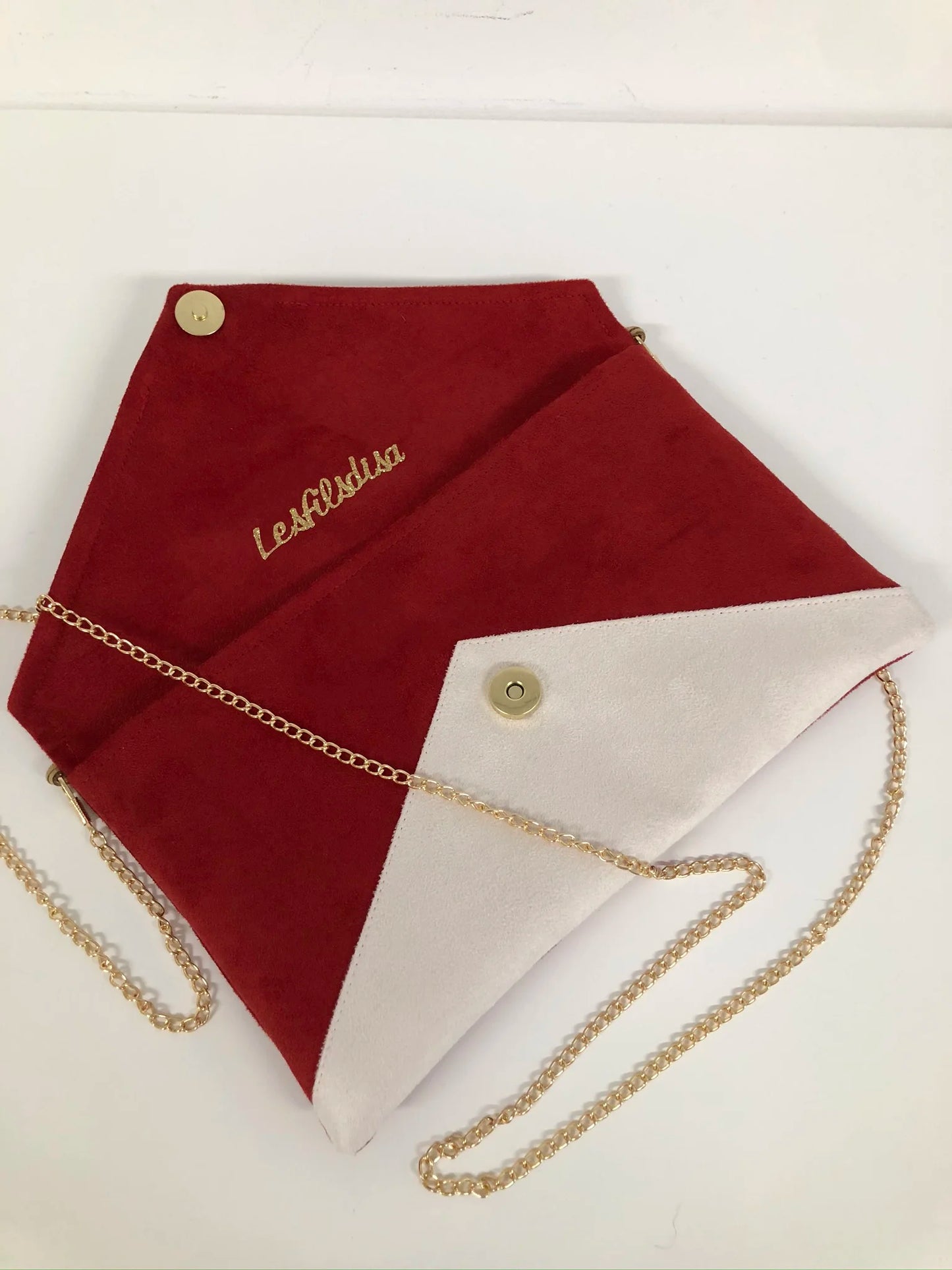 Sac pochette Isa rouge et ivoire sans paillettes