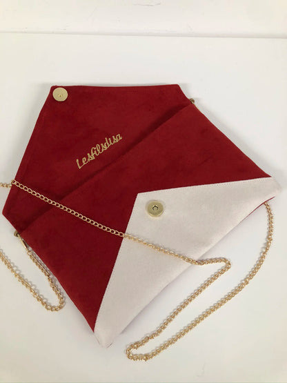 Sac pochette Isa rouge et ivoire sans paillettes