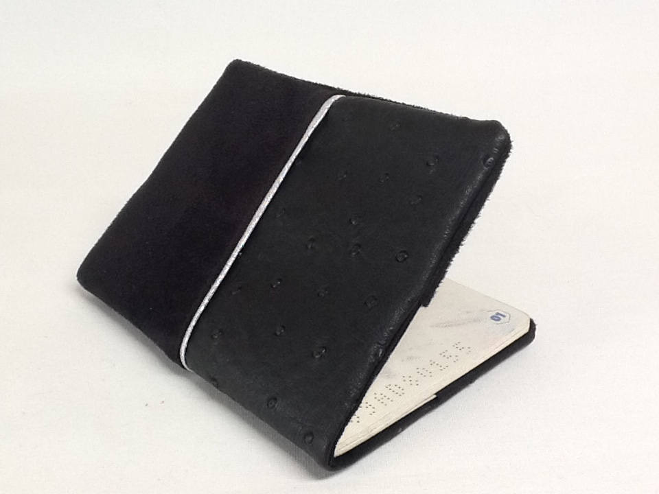 black and silver ostrich-look passport cover