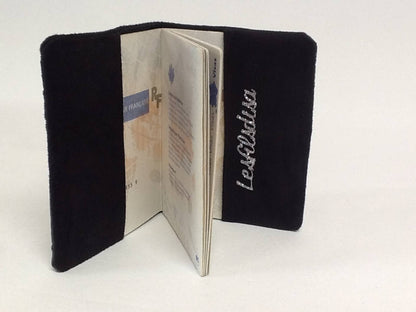 black and silver ostrich-look passport cover