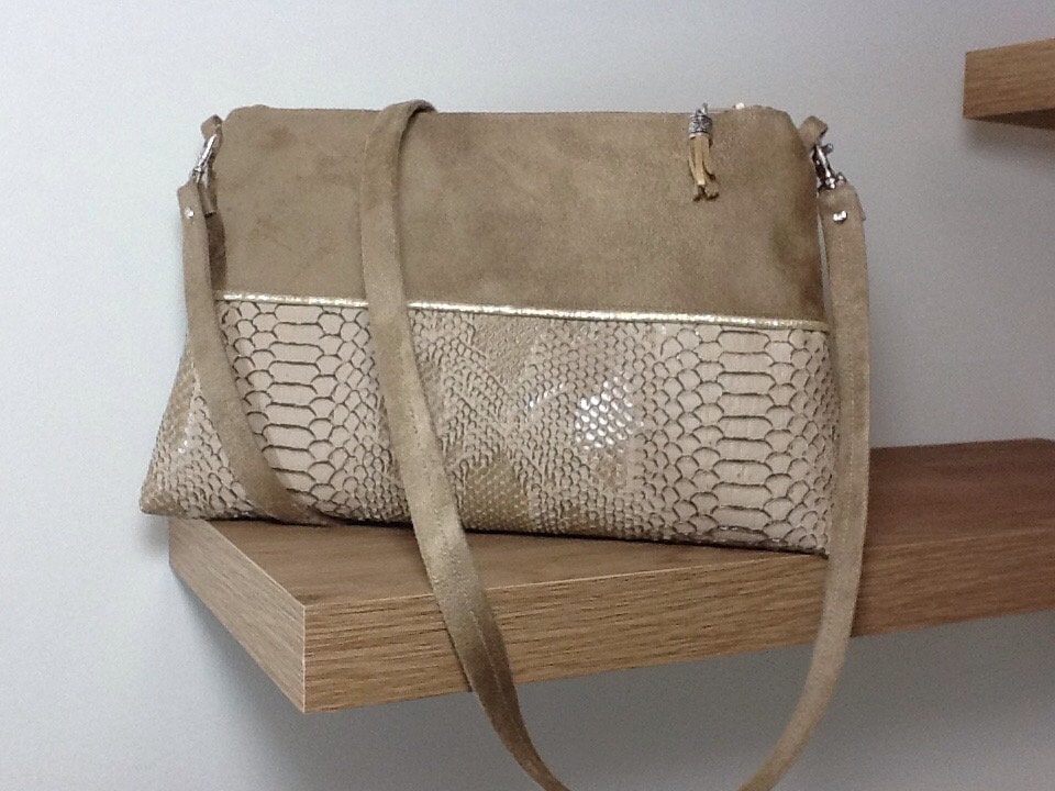 Isa camel and gold reptile aspect shoulder bag