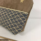 Camel make-up pouch in navy blue Seigaiha Japanese fabric