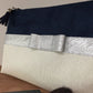 Navy blue and white make-up kit, silver bow / Bag pocket, suede and glittery imitation leather / Customizable zipped pocket