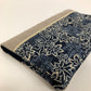 Checkbook holder in beige linen and blue traditional Japanese fabric