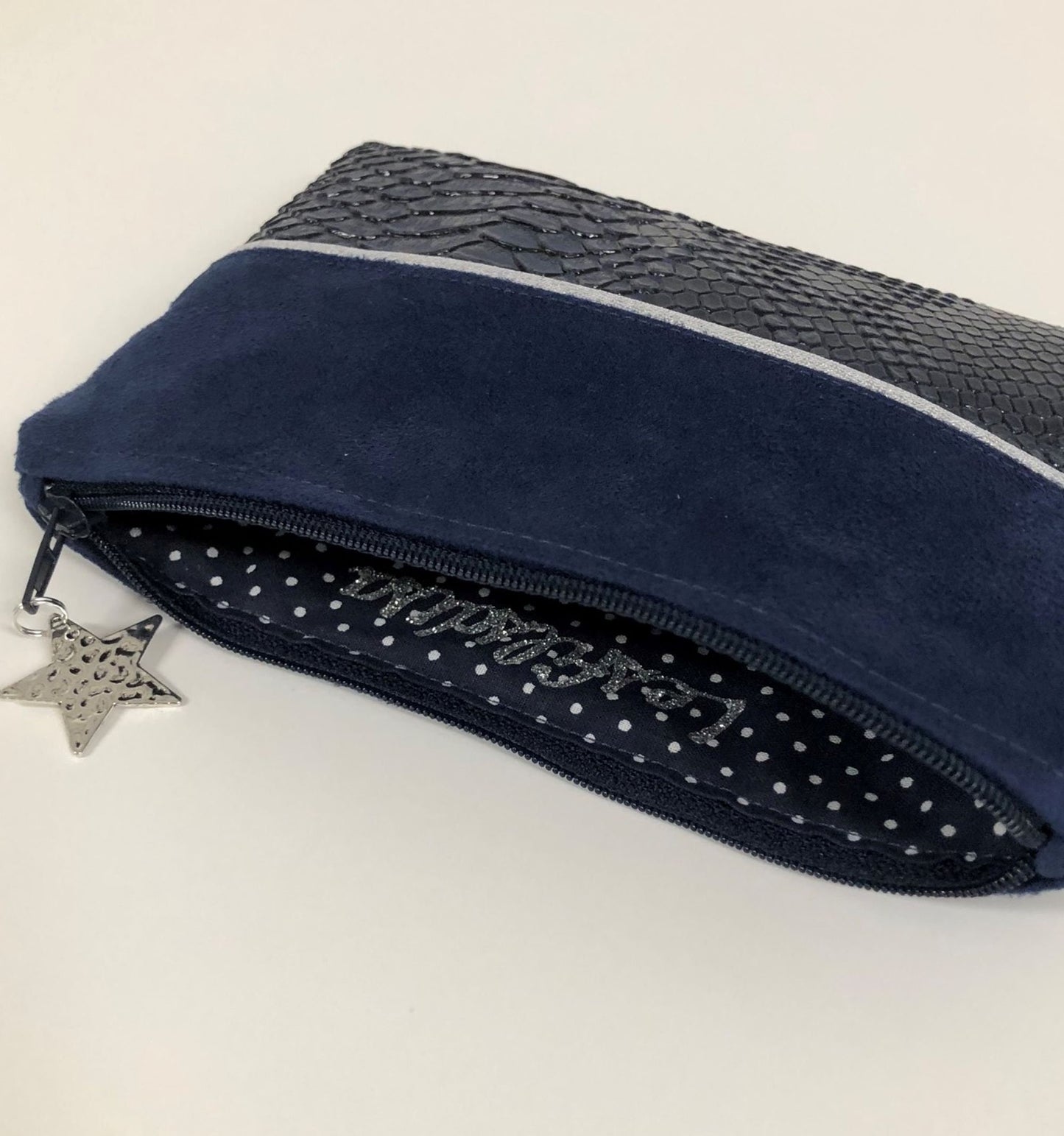 Navy &amp; Silver Reptile Faux Leather Coin Purse