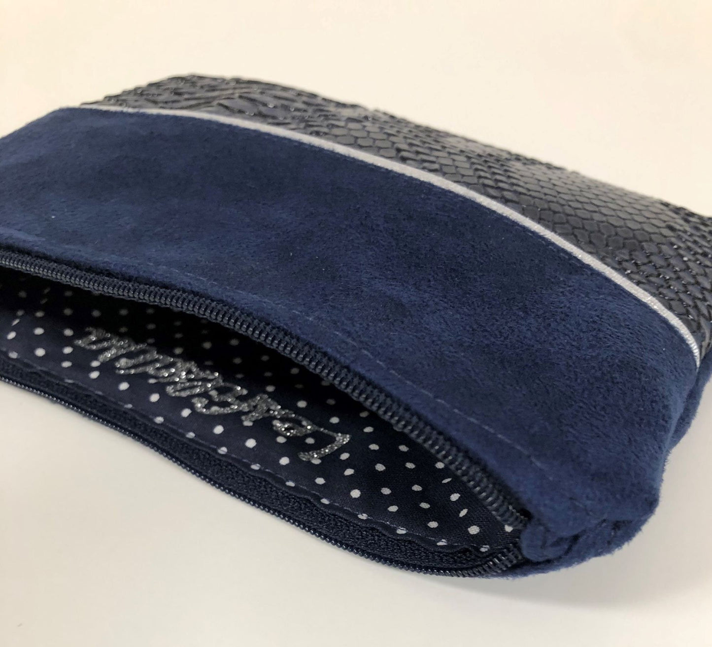 Navy &amp; Silver Reptile Faux Leather Coin Purse