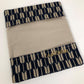 Porte-chéquier en lin beige et tissu japonais bleu flèches yabanes