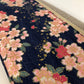 Porte-chéquier en lin beige et tissu japonais fleuri Sakura