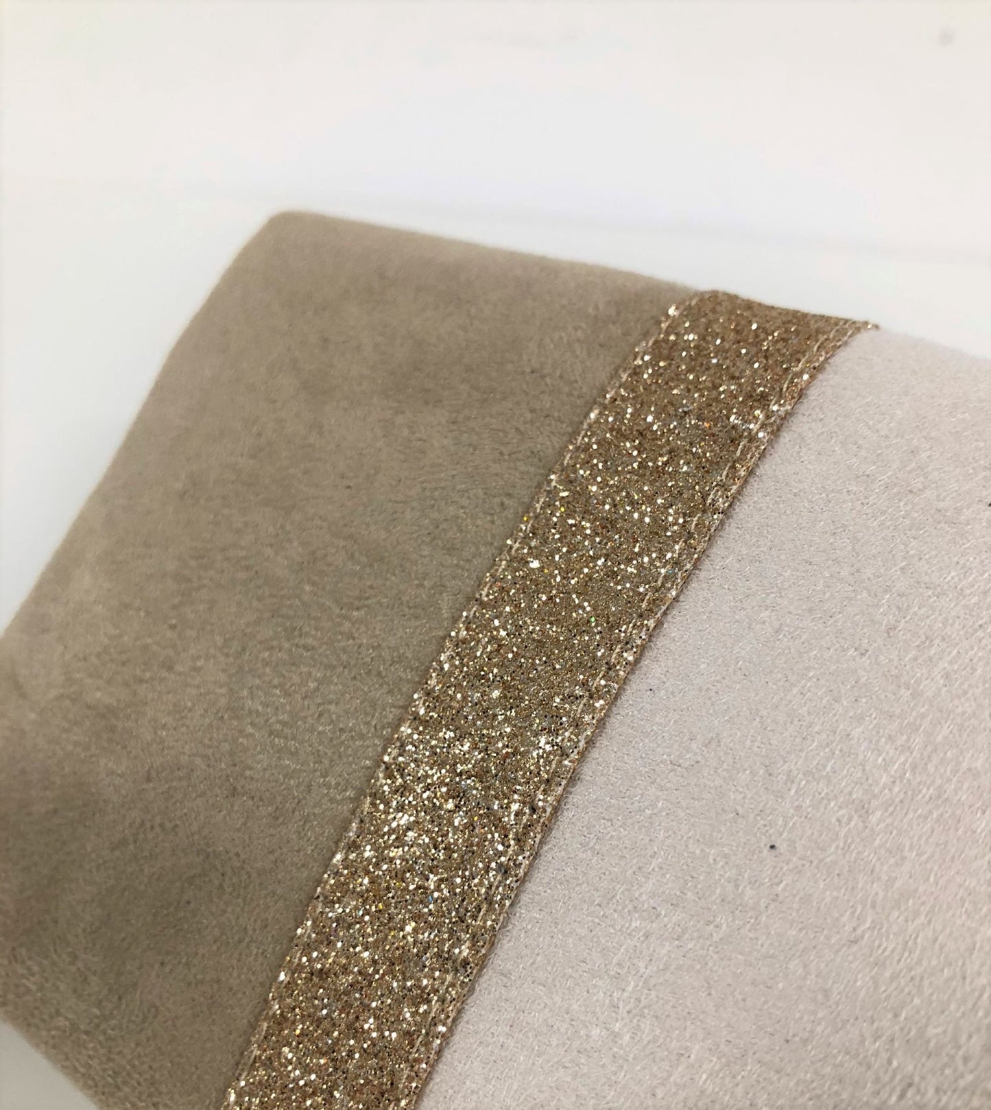 Ecru and beige passport cover with gold sequins