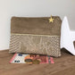 Camel and gold faux leather reptile coin purse