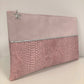 Pale pink and silver laptop bag, reptile look