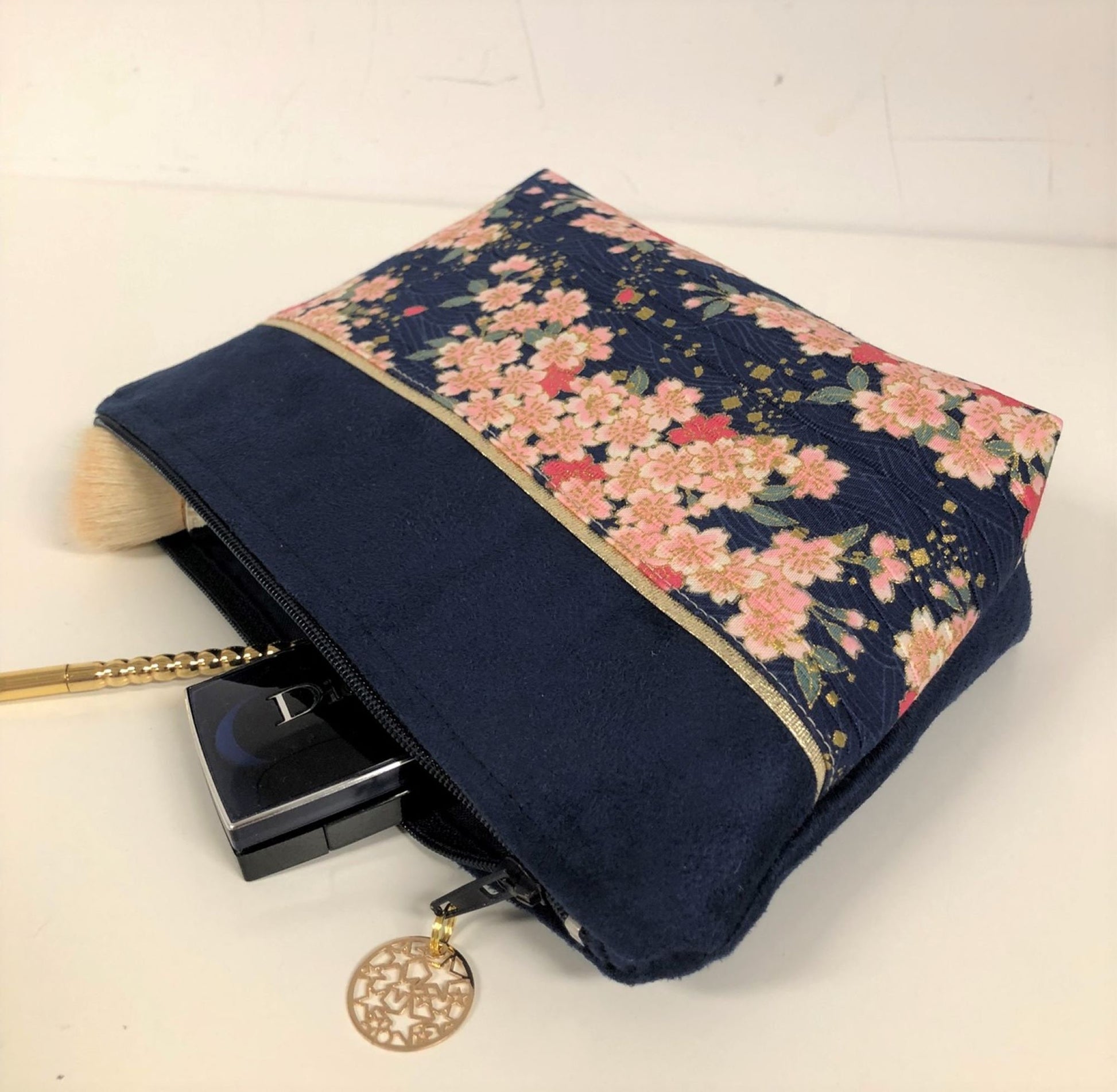 Pochette liseuse en lin et tissu japonais bleu & Libellules ⎪ Lesfilsdisa