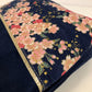 Navy blue make-up pouch in Japanese cherry blossom fabric