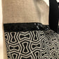 Isa tote bag in linen and jacquard fabric with black sequins
