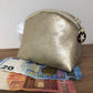 Small golden coin purse / Mini faux leather zipped pouch / Women's bag accessory / Small jewelry kit / Storage bars