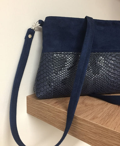 Isa navy blue reptile aspect shoulder bag