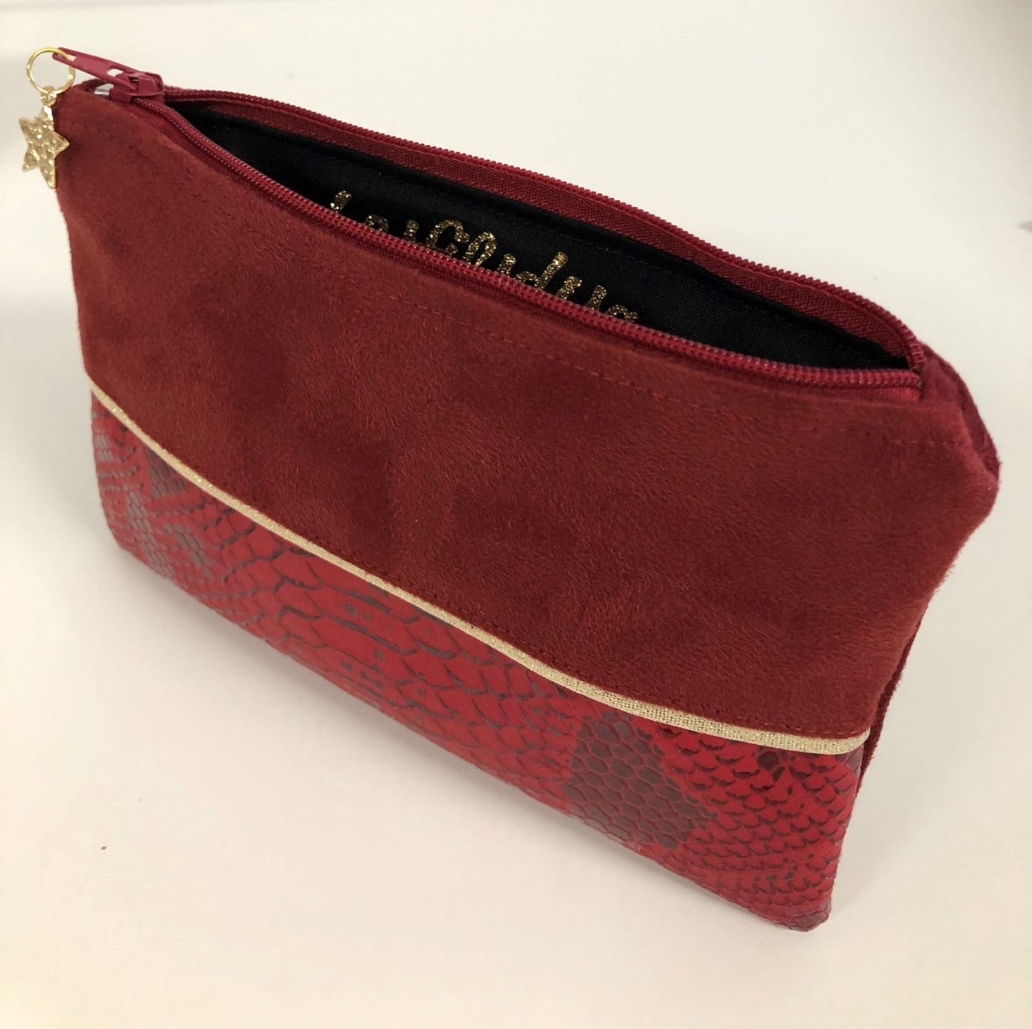 Red and Gold Faux Leather Reptile Coin Purse