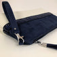 The Isa zipped navy blue and white pouch with sequins and removable strap